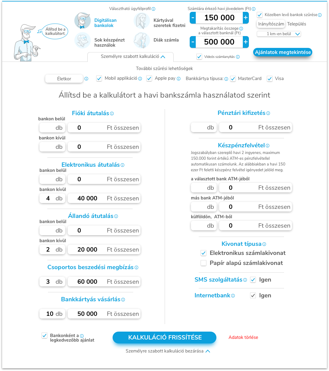 Bankszámla kalkulátor